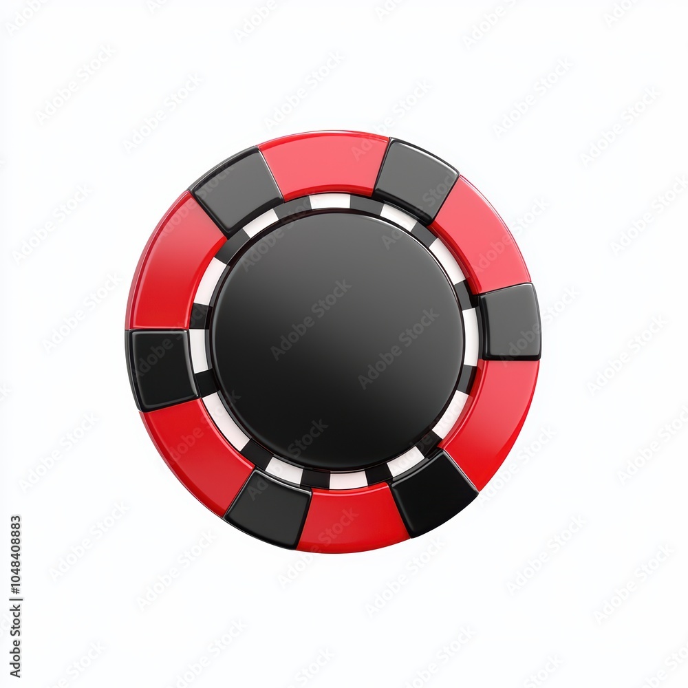 Red and black poker chip on isolated background, perfect for gaming or casino themes. Red and black poker chip on isolated background, perfect for gaming or casino themes.