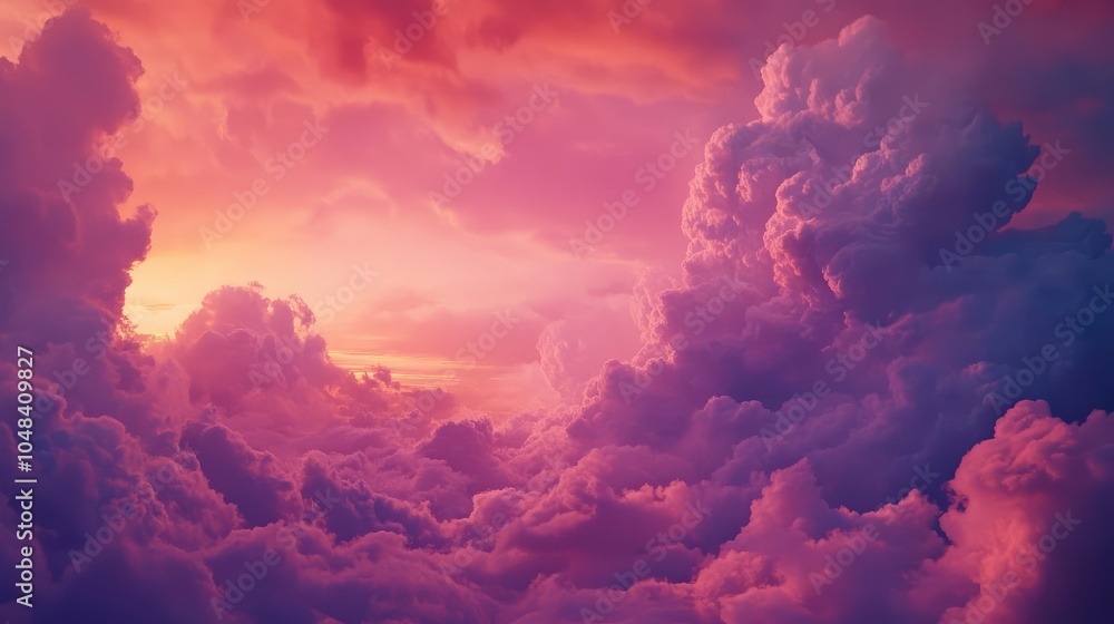 A deep pink sky at sunset with bold clouds layered against the fading light, creating a striking and colorful scene A deep pink sky at sunset with bold clouds layered against the fading light, creating a striking and colorful scene
