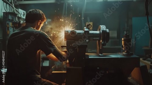 Sparks Fly in the Metalworking Workshop photo