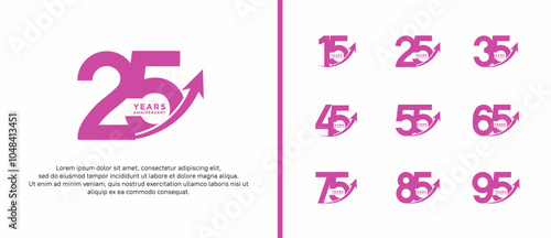 set of anniversary logo flat purple color on white background for celebration moment