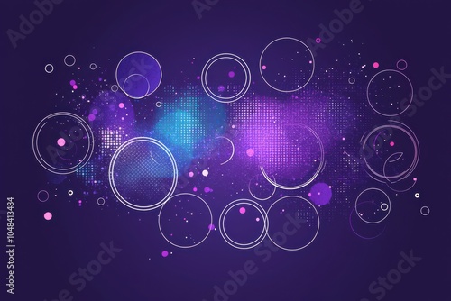Intricate purple background with geometric line art featuring circles and squares for modern design inspiration