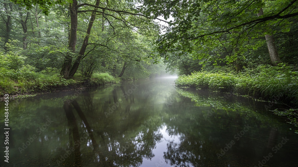 Obraz premium Misty Forest River