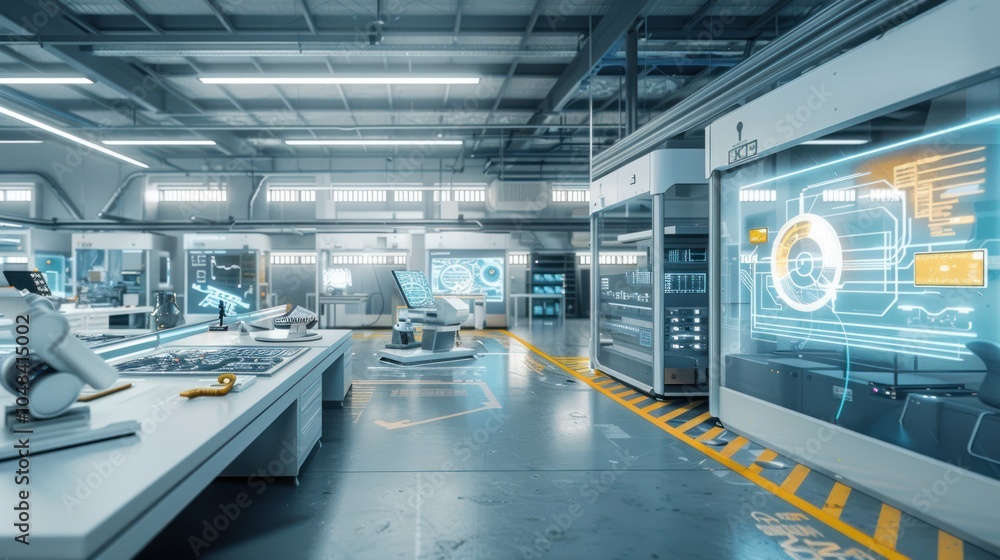Fototapeta premium Futuristic Laboratory Workstation with Advanced Technology Displays