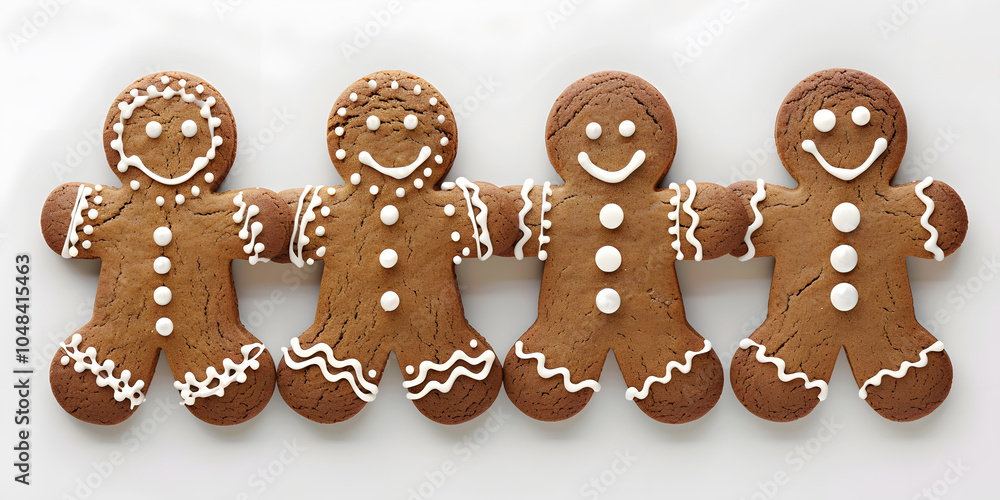 Gingerbread man cookie with white icing and cheerful face, a festive holiday dessert. Gingerbread man cookie with white icing and cheerful face, a festive holiday dessert.