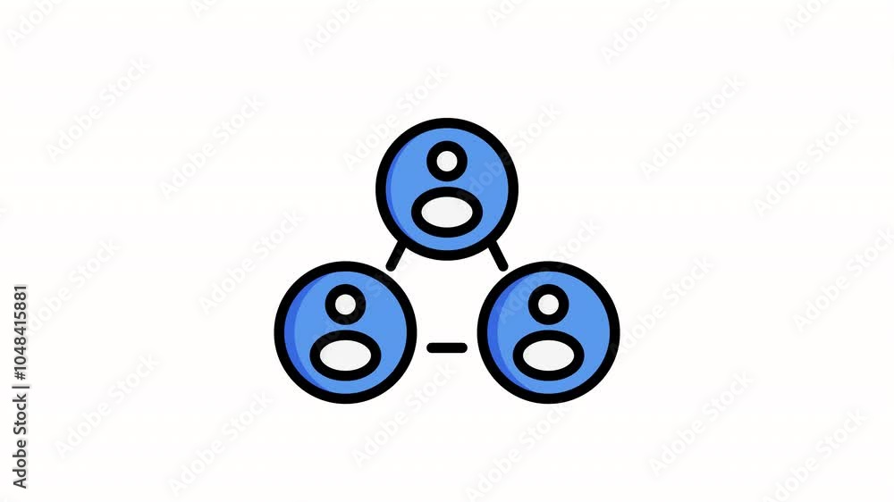 Animated three blue circles connected by yellow lines with white person symbols inside, suitable for illustrating teamwork, connection, and collaboration concepts.
Animated three blue circles connected by yellow lines with white person symbols inside, suitable for illustrating teamwork, connection, and collaboration concepts.