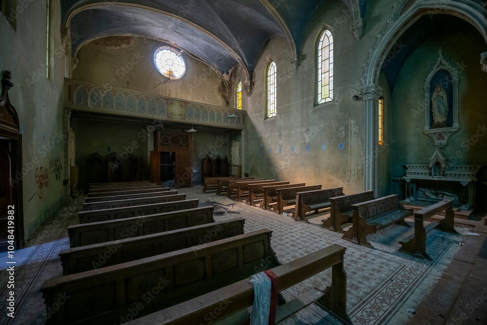 Forgotten Building in Northern Italy The Old Abandoned Seminary with a Blue Chapel Forgotten Building in Northern Italy The Old Abandoned Seminary with a Blue Chapel