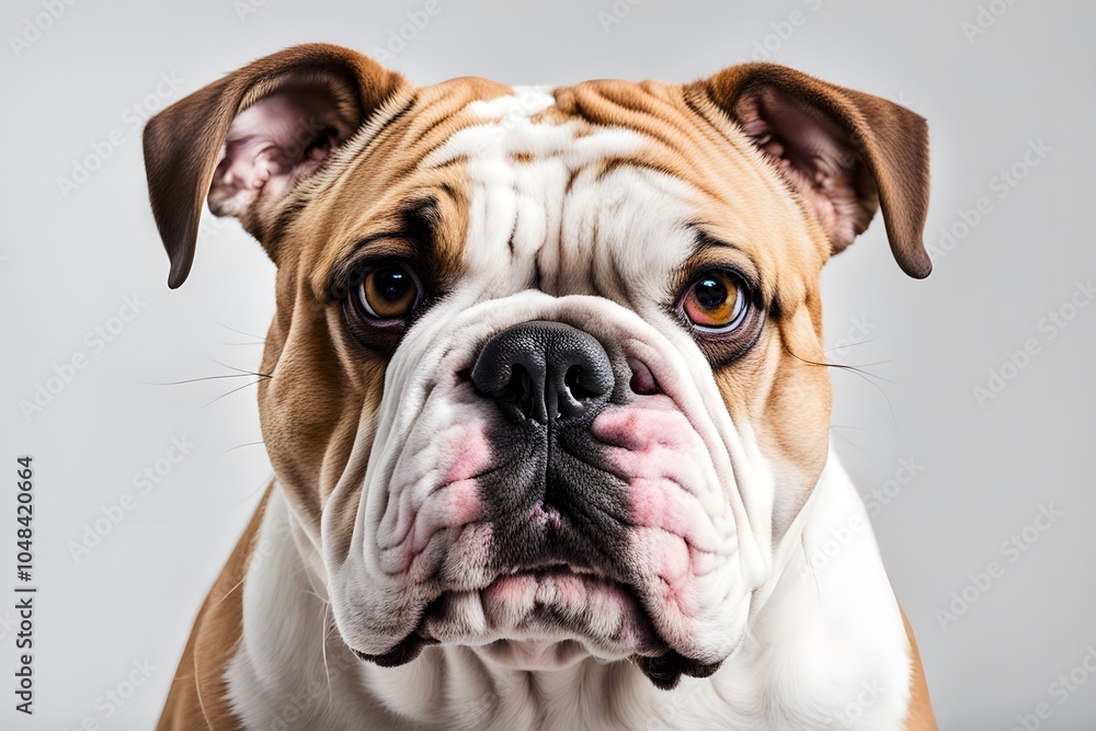 Bulldog mix on white background, AI Generated Bulldog mix on white background, AI Generated