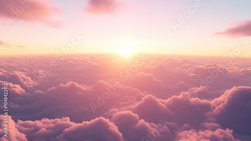 A pastel pink sunset with subtle orange undertones, spreading light across the sky and lightly reflecting on distant clouds