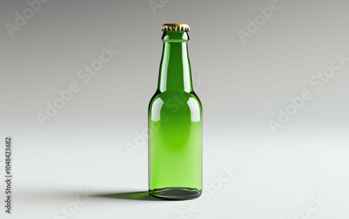 Green Glass Beer Bottle Mockup - Minimal Design