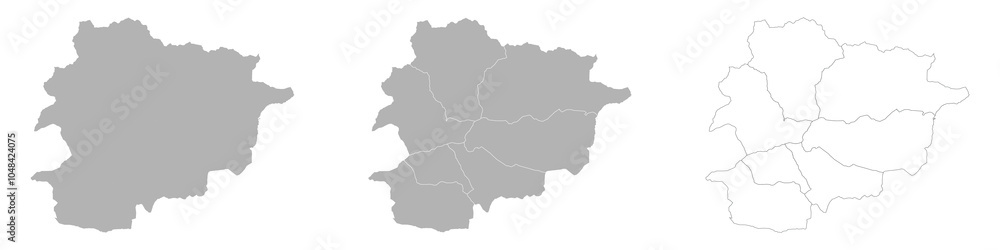 Obraz premium Set of ANDORRA Maps with Main Map and Regional maps