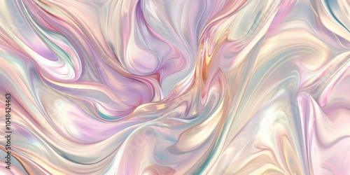 Pastel holographic background with foil effect. Soft marble colors. Abstract fluid image with smooth pastel swirls and metallic shiny.