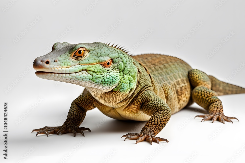 Obraz premium Caiman lizard on white background, AI Generated