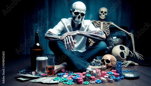 Skelletierte Pokerspieler.