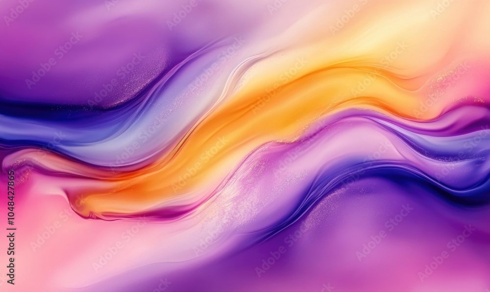 A colorful, abstract painting with a purple and orange swirl A colorful, abstract painting with a purple and orange swirl