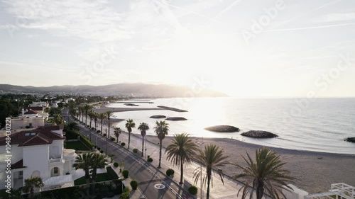 sunrise on a beach town in europe