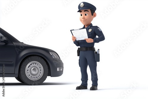 A 3d cartoon of police officer uniform 