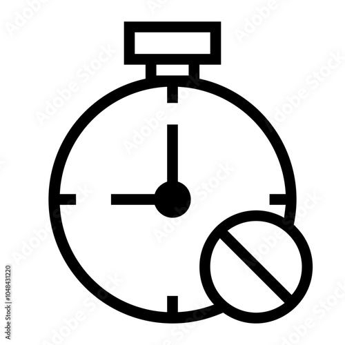 Stop Stopwatch Single Icon in Outline Line Style