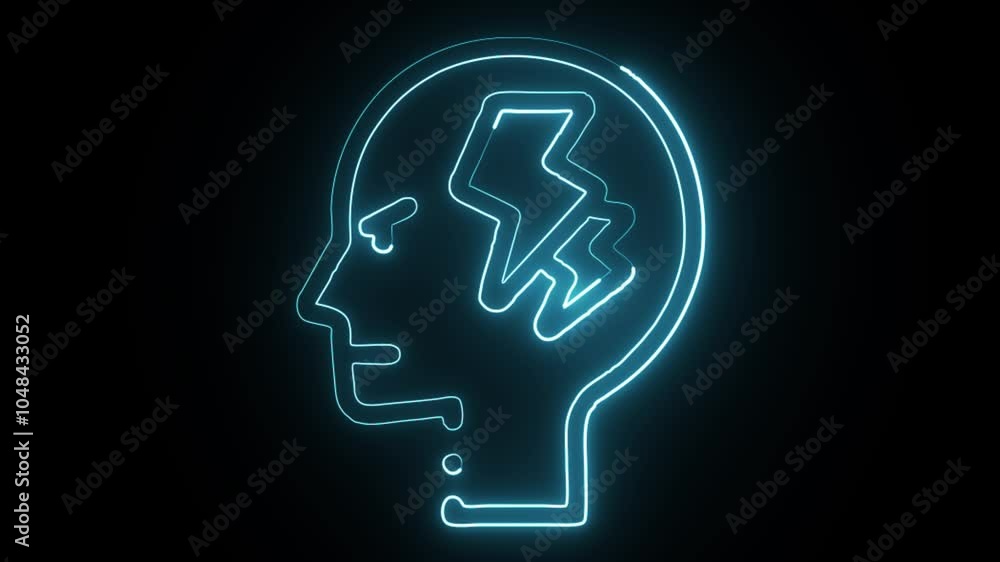 glowing neon anger icon isolated on black background. HD video motion graphic animation glowing neon anger icon isolated on black background. HD video motion graphic animation