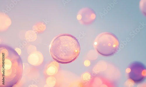 A bunch of pink bubbles floating in the air