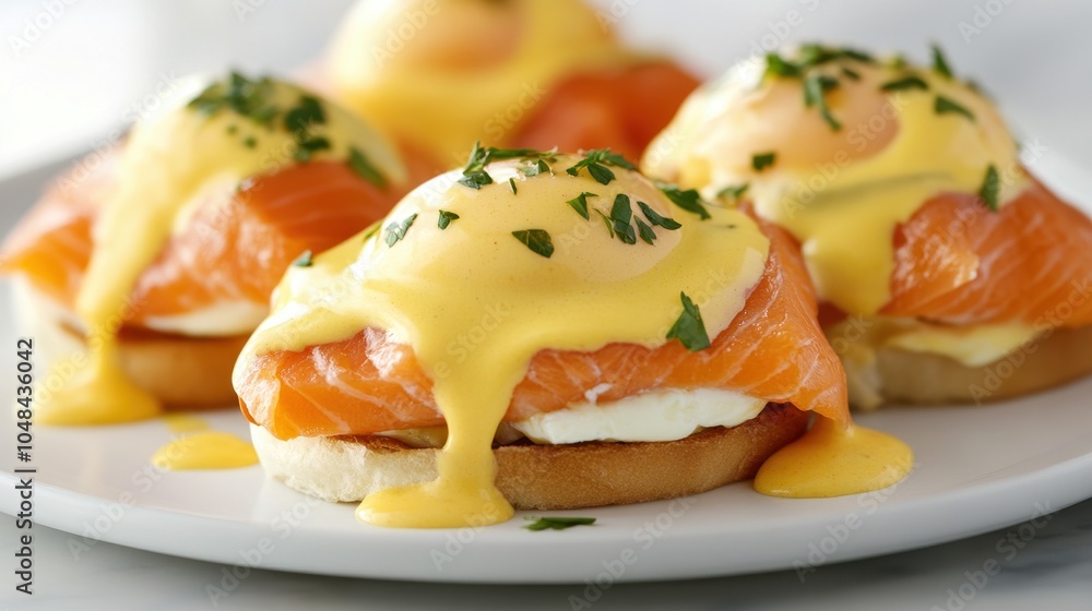 Delightful Eggs Benedict with Smoked Salmon and Hollandaise Sauce Delightful Eggs Benedict with Smoked Salmon and Hollandaise Sauce