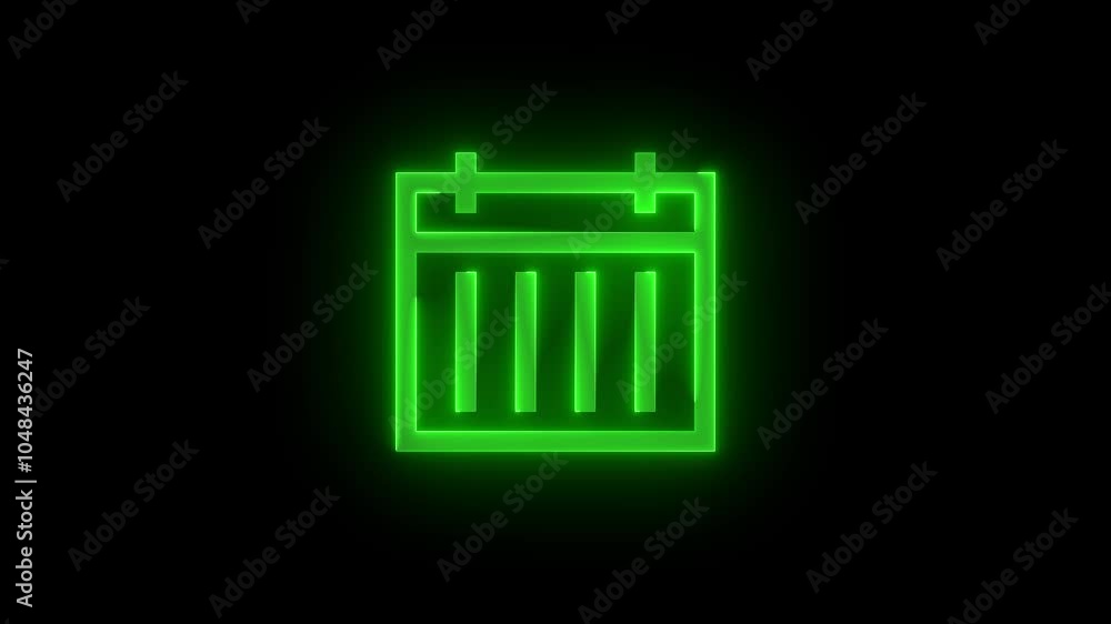 Calendar week stroke icon glowing neon green color animation Calendar week stroke icon glowing neon green color animation