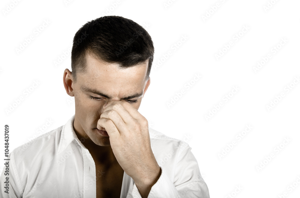 Headache and migraine. Attractive man and health problems. Headache and migraine. Attractive man and health problems.