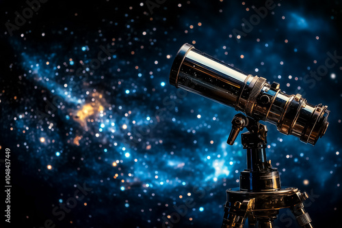 Glistening stars illuminate the night as a telescope points toward the vast universe, inviting exploration and wonder