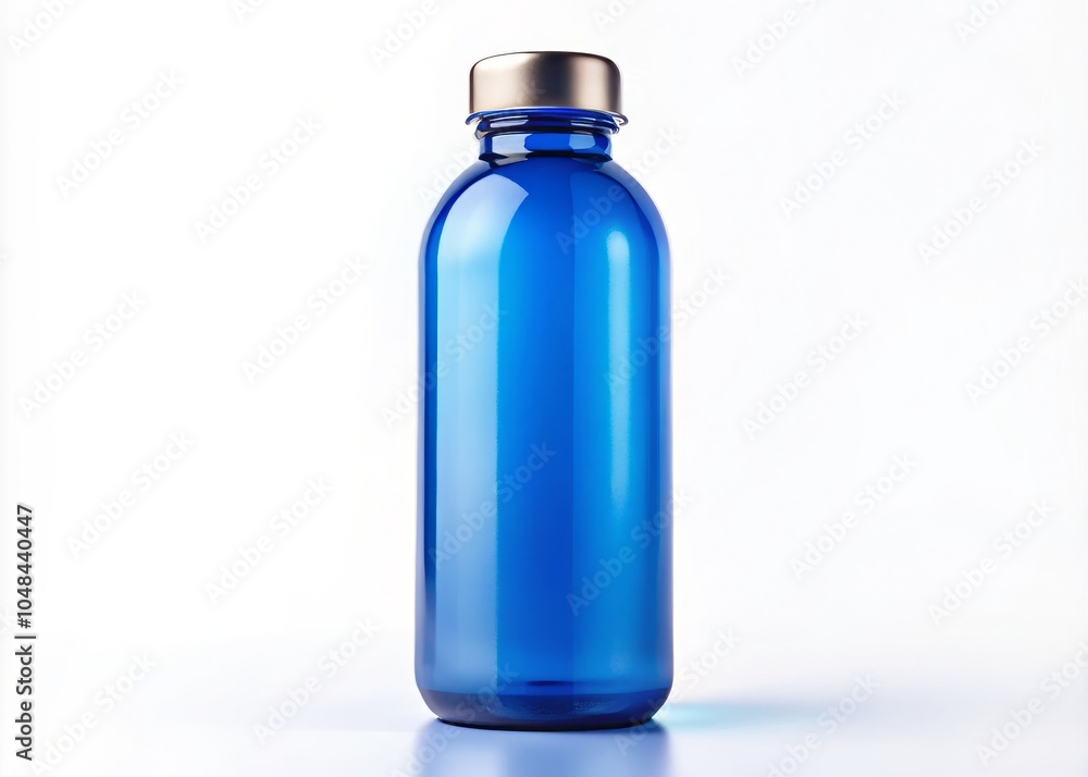 Blue Bottle with Lid on White Background - Conceptual Photography for Minimalist Decor, Product Display, and Aesthetic Inspiration Blue Bottle with Lid on White Background - Conceptual Photography for Minimalist Decor, Product Display, and Aesthetic Inspiration