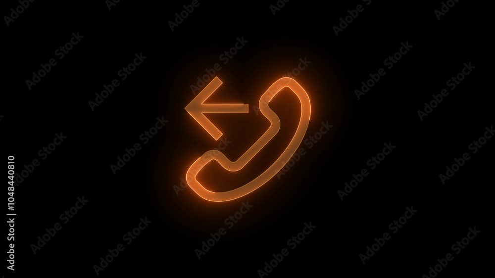Call forwarding mirrored stroke icon glowing neon brown color animation