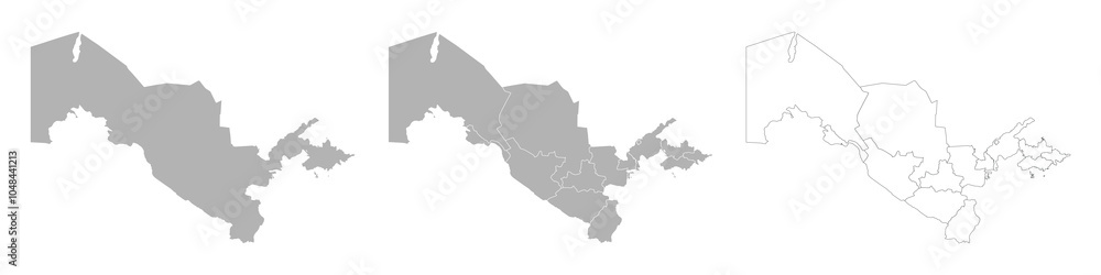 Obraz premium Set of UZBEKISTAN Maps with Main Map and Regional maps