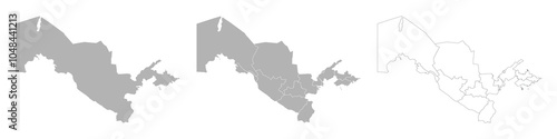 Set of UZBEKISTAN Maps with Main Map and Regional maps