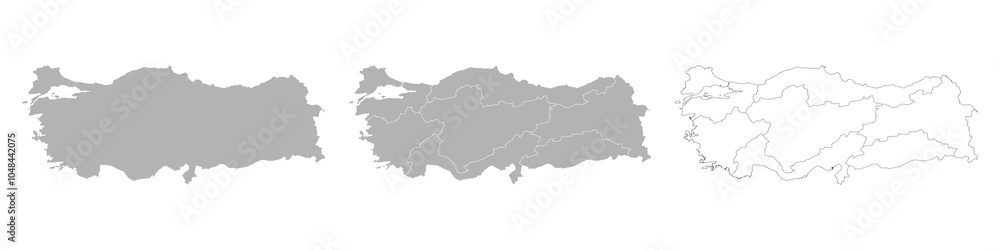 Fototapeta premium Set of TURKYIE Maps with Main Map and Regional maps