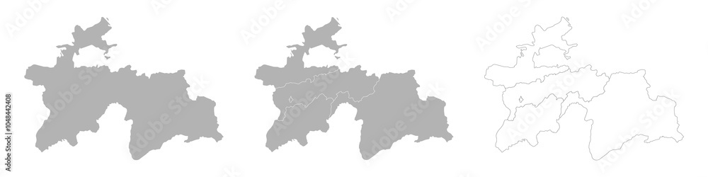 Obraz premium Set of TAJIKISTAN Maps with Main Map and Regional maps