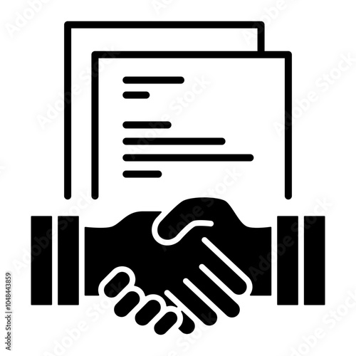 Contract icon in glyph style. Agreement icon in glyph style. Icon about law and justice