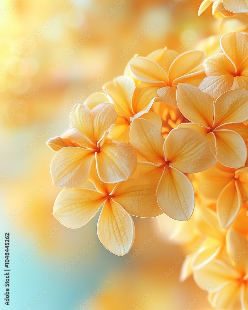 Fototapeta premium Vibrant Spring Nature Background with Colorful Flowers, Green Leaves, and Clear Blue Sky for Fresh and Inviting Outdoor Themes in Your Projects
