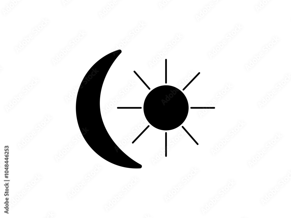 Sun moon icon illustration isolated vector sign symbol. silhouette icons. Morning and night. Day and night weather forecast symbol Sun moon icon illustration isolated vector sign symbol. silhouette icons. Morning and night. Day and night weather forecast symbol