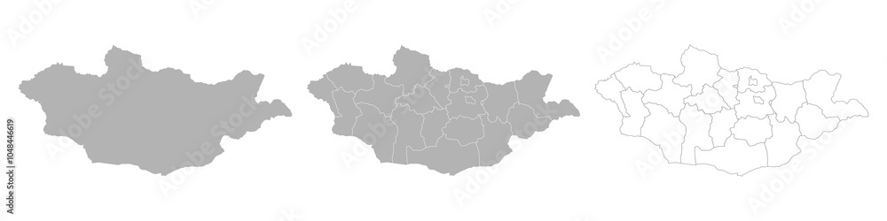 Fototapeta premium Set of MONGOLIA Maps with Main Map and Regional maps
