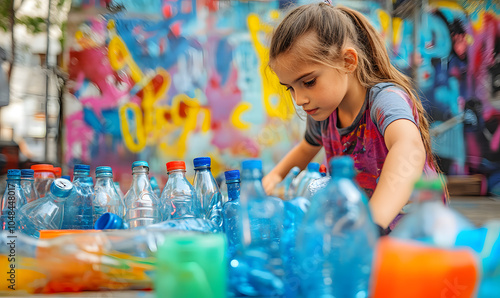 Innovative Recycling Activities in Different Locations: Engaging Scenes of Volunteers, Teens, and Children Participating in Eco-Friendly Efforts Across Parks, Beaches, Schools, and Festivals photo