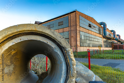 Buildings of an old closed factory, steelworks, steel production, Czestochowa photo