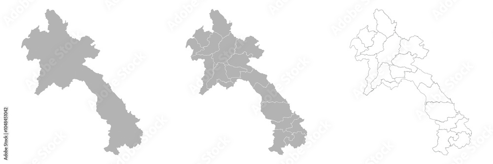 Set of LAOS Maps with Main Map and Regional maps Set of LAOS Maps with Main Map and Regional maps
