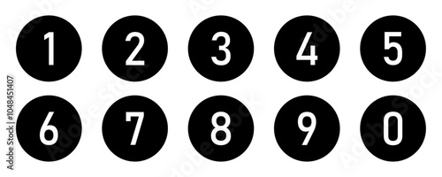 Set of 1 to 9 numbers simple design isolated. Typography set of Round 1 to 9 numbers. Numeral typographic flat icons set. Bullet point number icon set. Vector illustration.