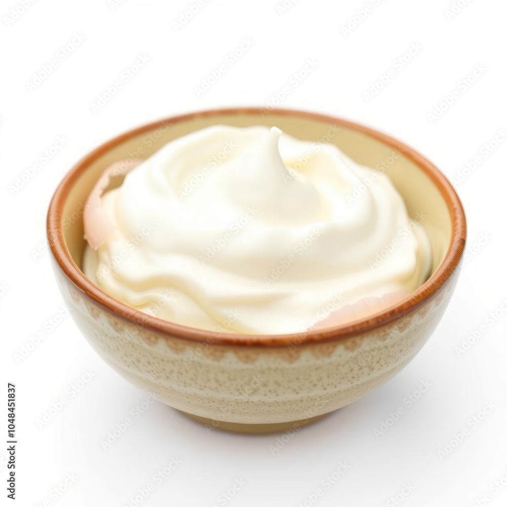 sour cream with onion in bowl isolated on white background full depth of field sour cream with onion in bowl isolated on white background full depth of field