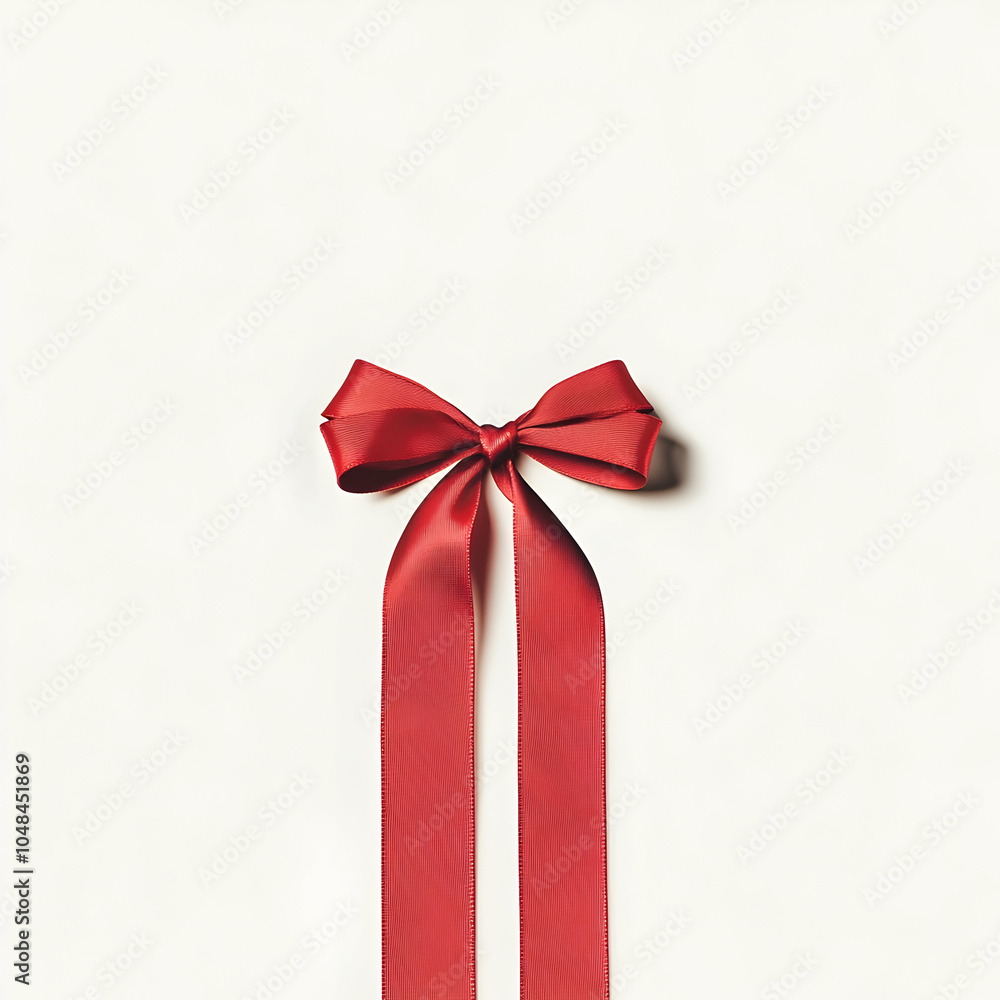 Red ribbon with a bow on a white background, vector illustration. Banner for gift cards and gifts, photorealistic Red ribbon with a bow on a white background, vector illustration. Banner for gift cards and gifts, photorealistic