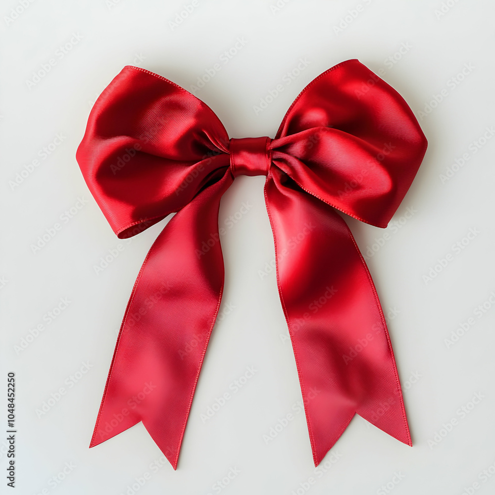 Red ribbon with a bow on a white background, vector illustration. Banner for gift cards and gifts, photorealistic Red ribbon with a bow on a white background, vector illustration. Banner for gift cards and gifts, photorealistic