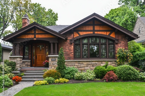 Arts and crafts designd suburban bungalow adorned with bespoke stained glass and details.