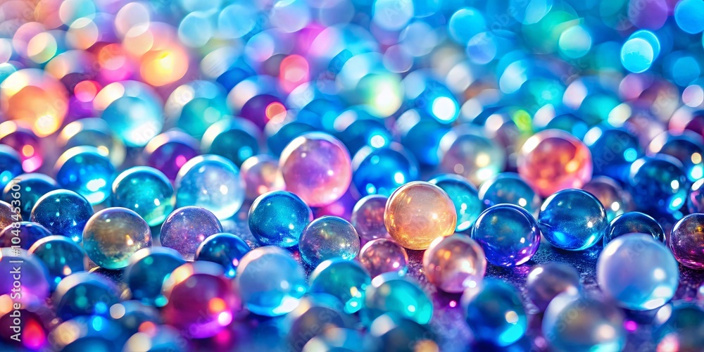 A vibrant array of iridescent spheres in a spectrum of blues, pinks, and yellows, creating a mesmerizing visual feast of color and light. A vibrant array of iridescent spheres in a spectrum of blues, pinks, and yellows, creating a mesmerizing visual feast of color and light.