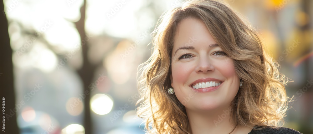 Obraz premium Portrait of a smiling woman outdoors.