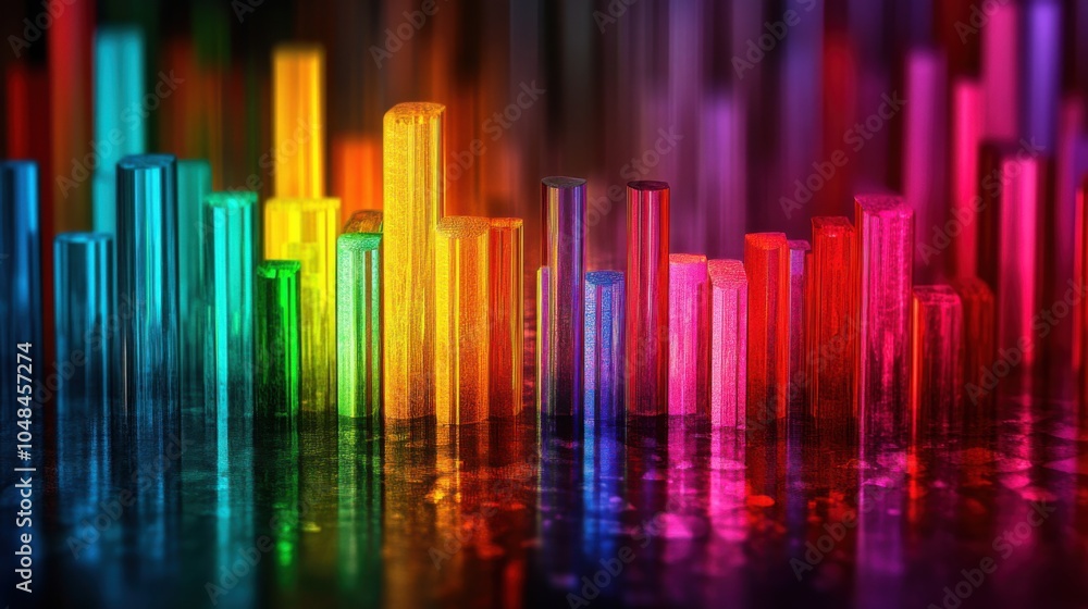 Fototapeta premium Colorful bar chart on a dark background. 3d illustration.