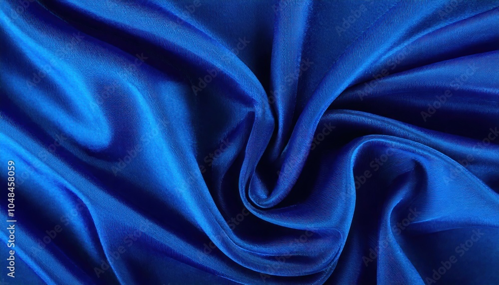 Fototapeta premium Image of Blue silk fabric drapery material close up. Texture for background usage 