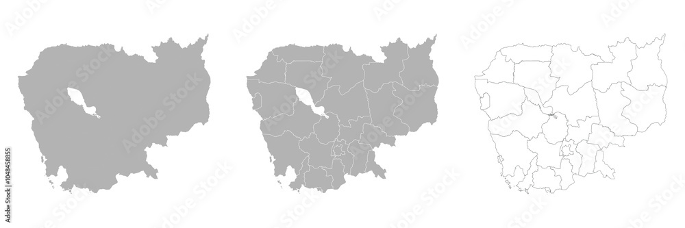 Set of CAMBODIA Maps with Main Map and Regional maps Set of CAMBODIA Maps with Main Map and Regional maps